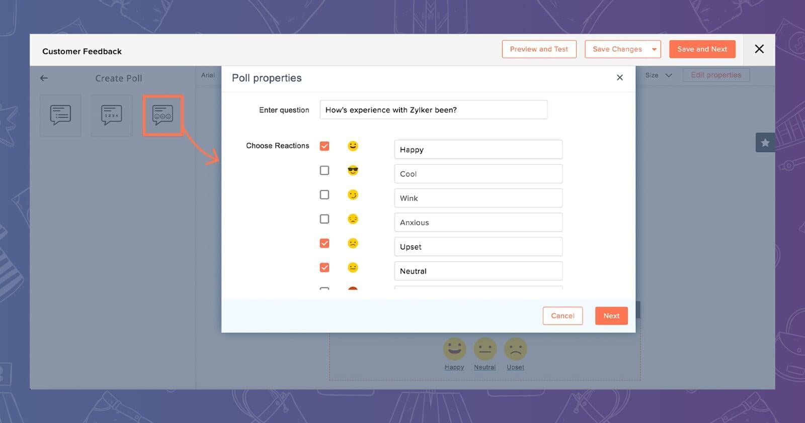 Scopri cosa pensano i clienti della tua attività aggiungendo sondaggi nelle tue e-mail con Zoho Campaigns